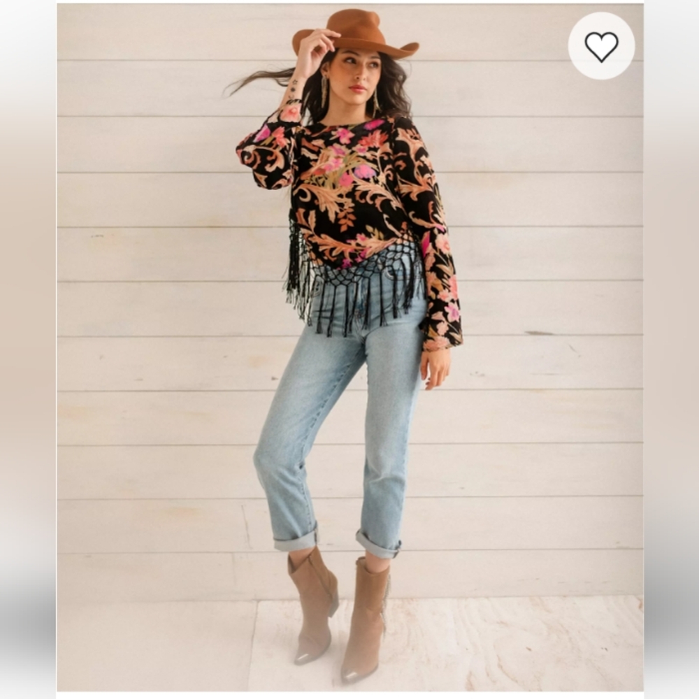Sterling & Stitch Floral Cowgirl Western Wear Blouse Top